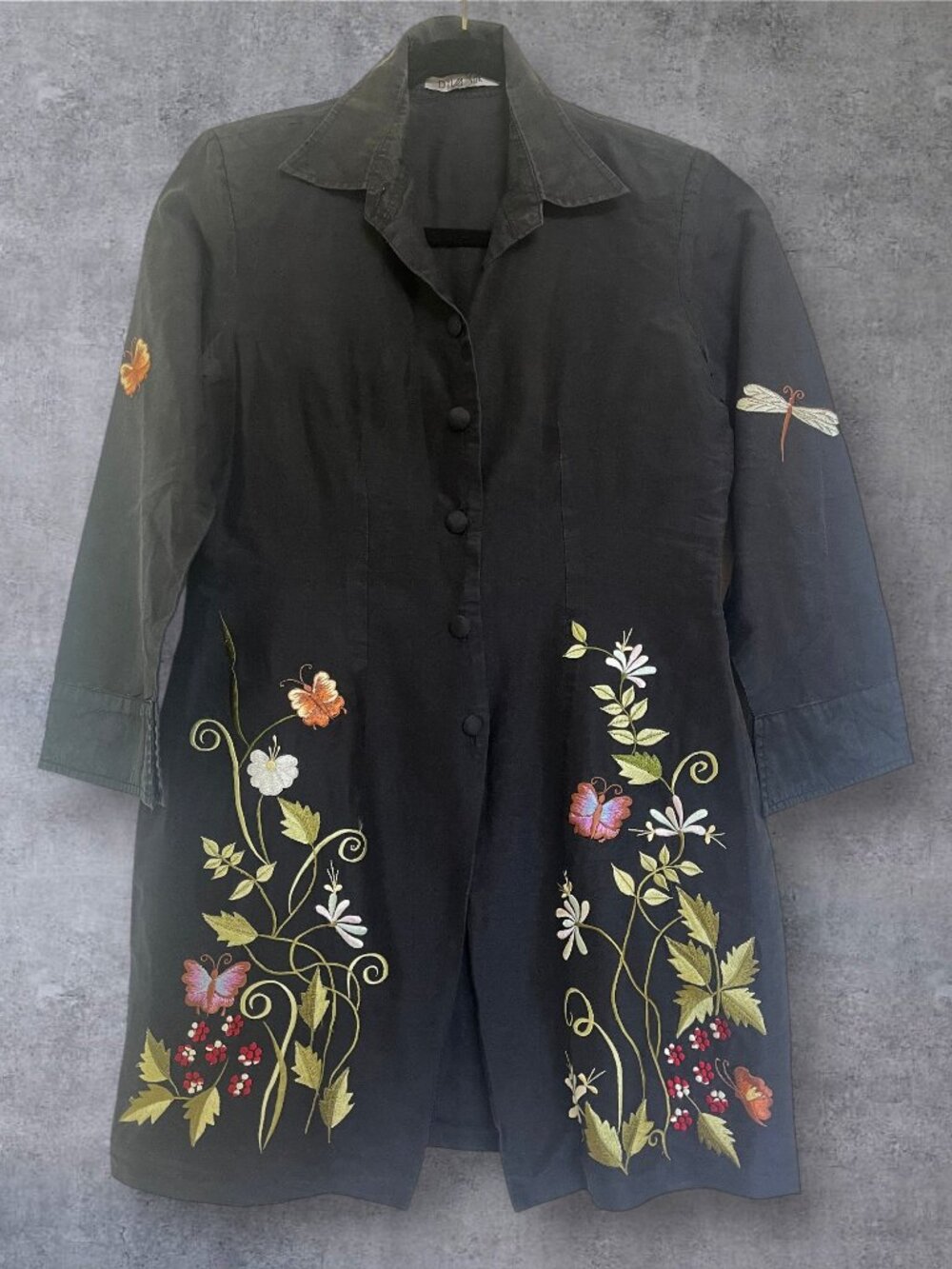 Thai Silk Embroidered Floral & Butterfly Silk Tunic - Diva Silk